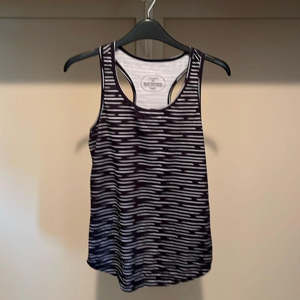 Oiselle Black and White Striped Tank